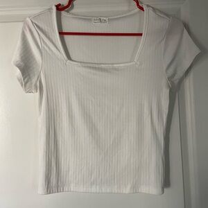 Jolie & Joy White Ribbed Short Sleeve Top